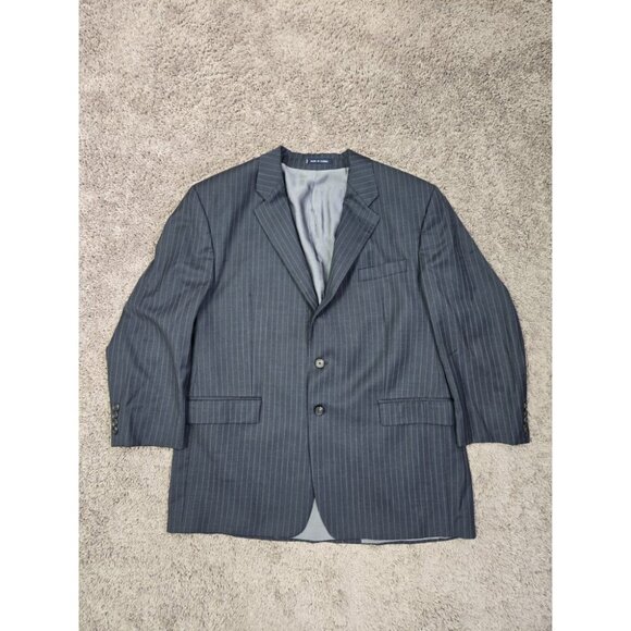 Ralph Lauren Blazer 46R Wool Pinstripe Charcoal 2 Button Jacket Sport Coat - Picture 1 of 10